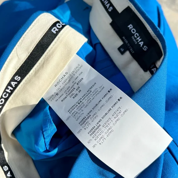 Rochas Wool Trousers Royal Blue Wide Leg Pleated Pants Size 48 US 12 X Large NWT - Picture 6 of 7